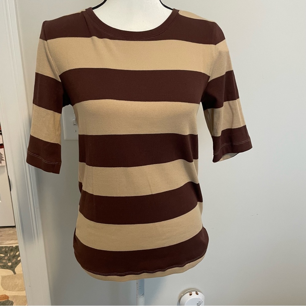 💥 LAST CHANCE 💥 NWT LOFT Brown and Tan striped Women's Top